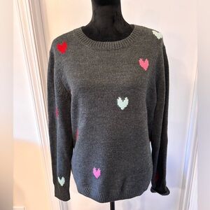 St. John's Bay Charcoal Sweater with Heart Accents